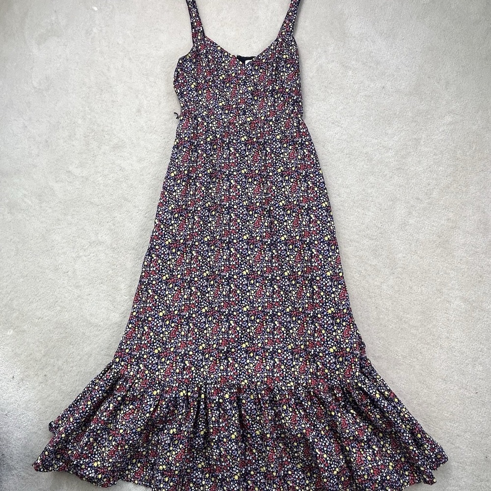 J.Crew Womens 6 Ditsy Floral Linen Cotton Tiered Maxi Dress L6966